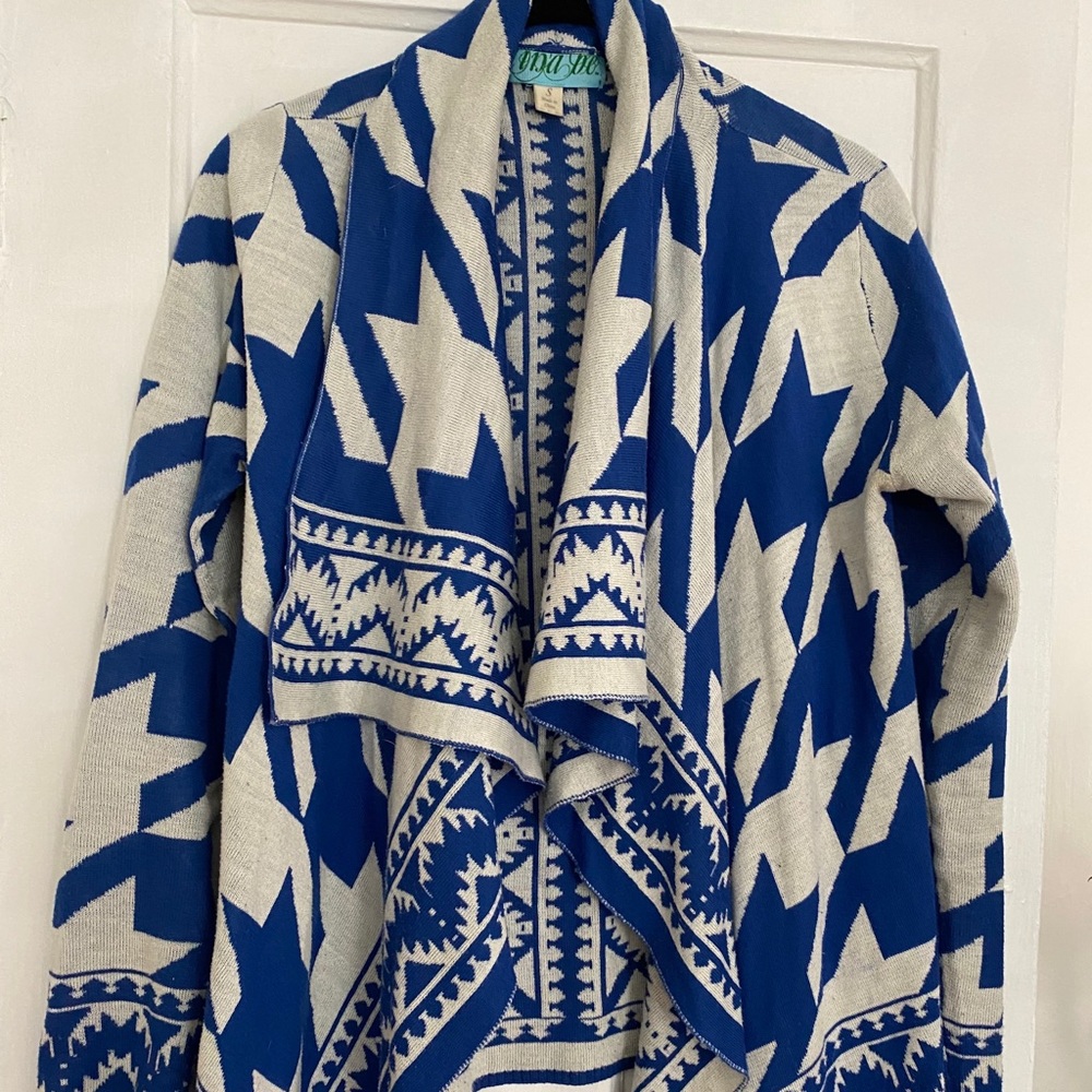 Francesca’s Blue and White Sweater; S